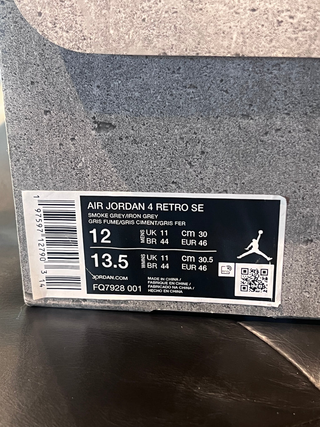 Men’s Air Jordan 4 Wet Cement Size 12 Shoes