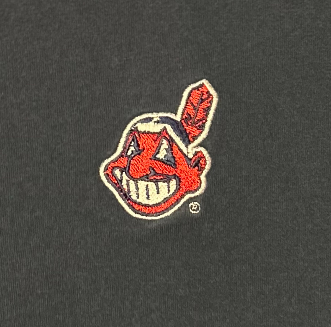 Vintage Cleveland Indians T-Shirt M True Fan Chief Wahoo Embroidered Navy Y2K