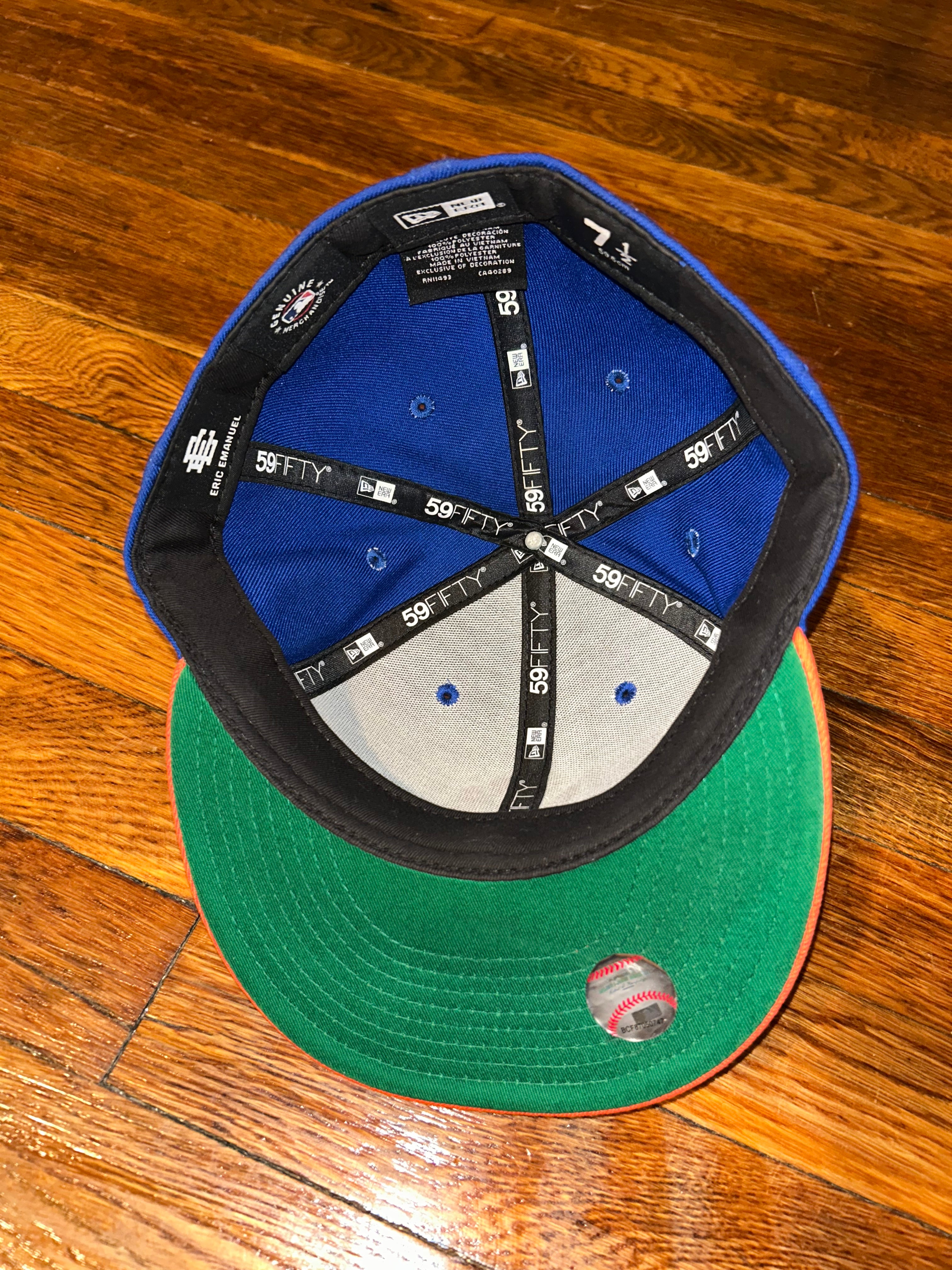 New Era Eric Emanuel New York Yankees Fitted Hat Blue Orange size 7 1/2