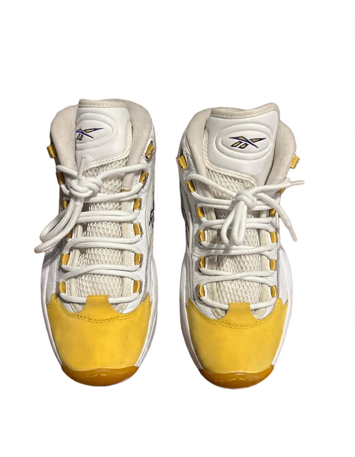 Reebok Question Mid Yellow Toe White Purple Gold Size 8 059503 Lightly Used