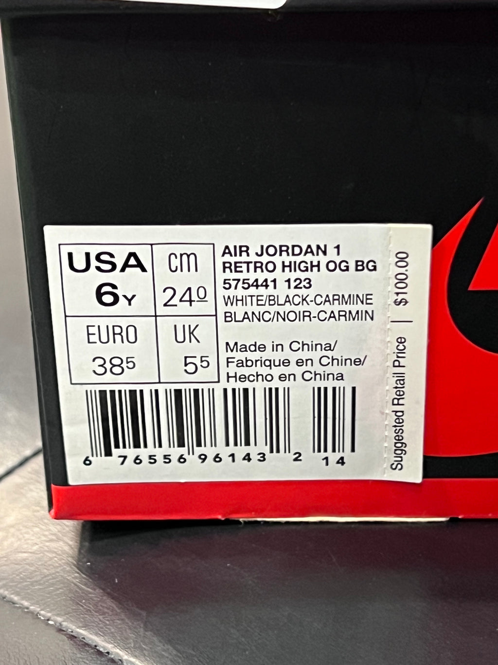 Air Jordan 1 Carmine Size 6y Shoes Gradeschool