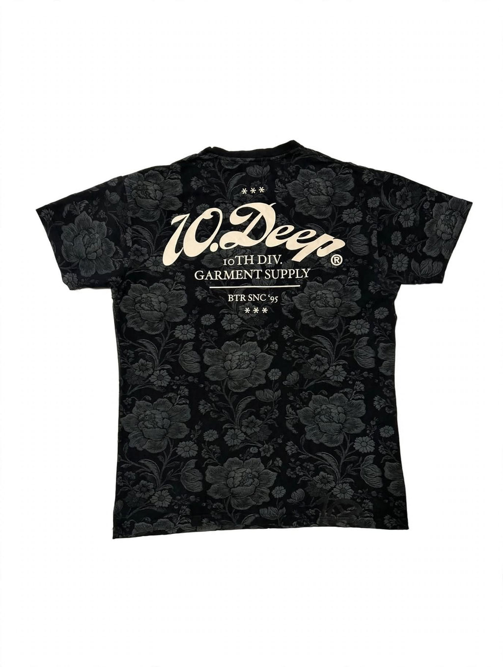 10.Deep Shirt XL Black Grey Floral 10th Div Garment Supply BTR SNC 95 Streetwear