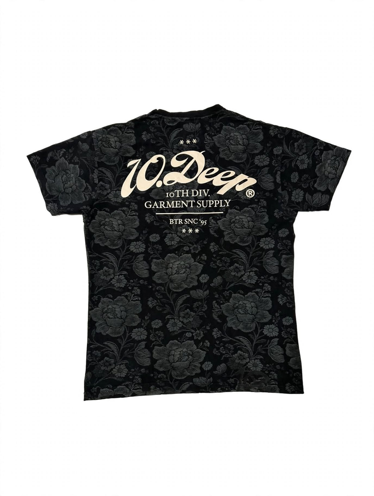 10.Deep Shirt XL Black Grey Floral 10th Div Garment Supply BTR SNC 95 Streetwear