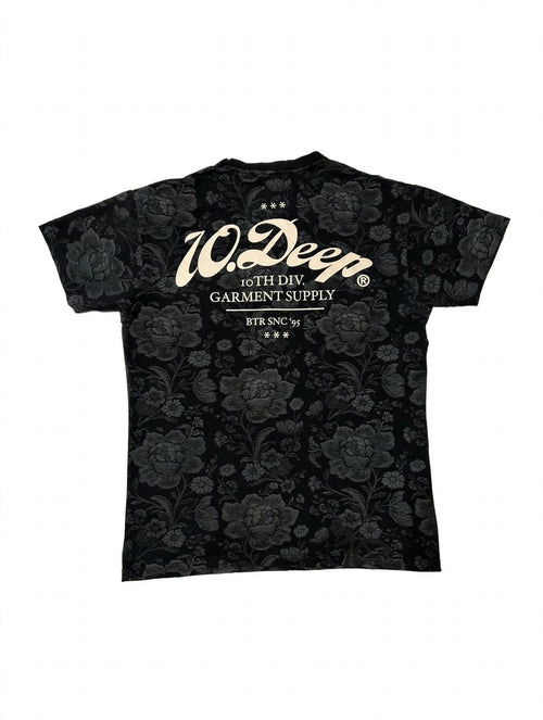 10.Deep Shirt XL Black Grey Floral 10th Div Garment Supply BTR SNC 95 Streetwear