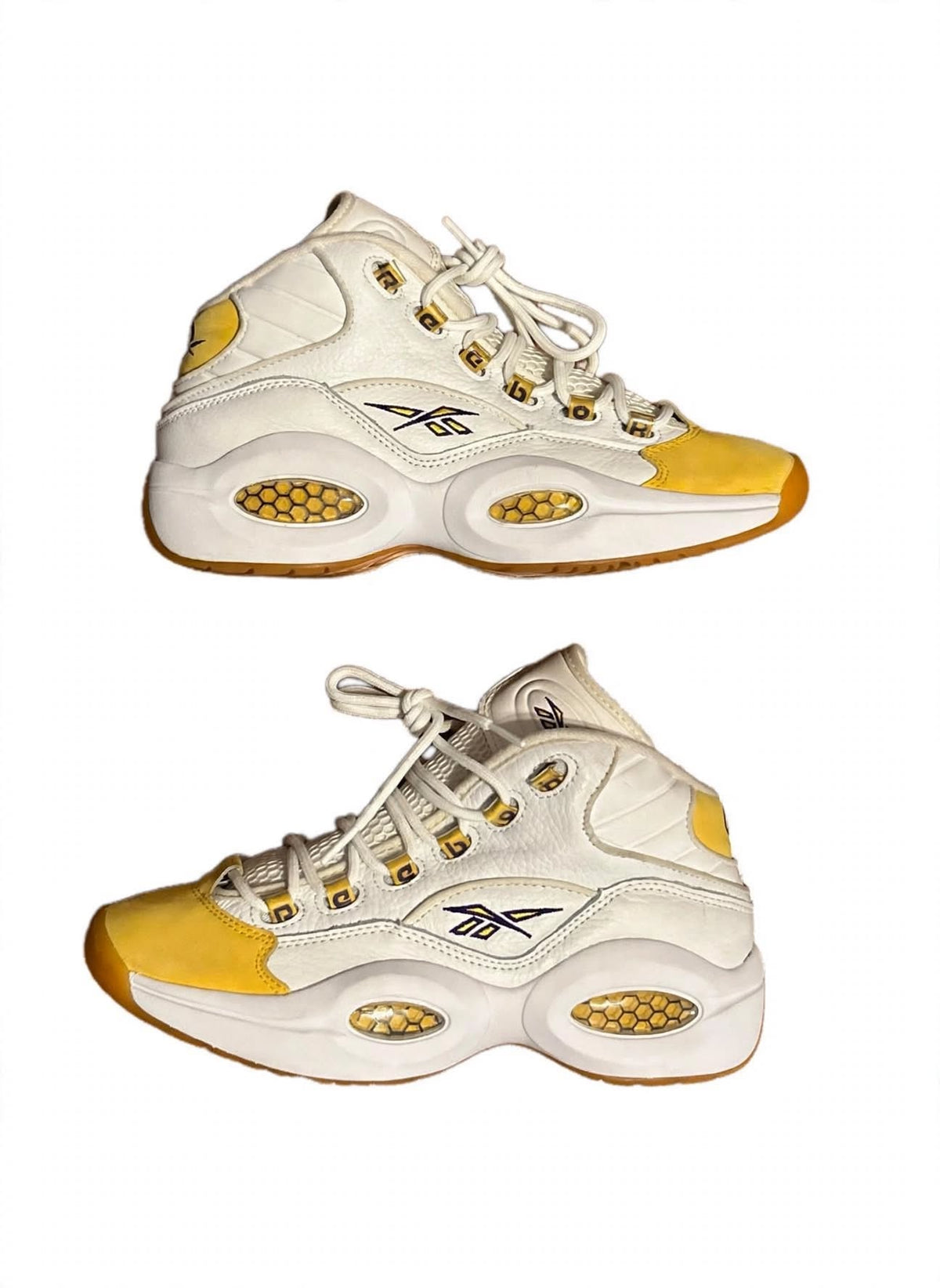 Reebok Question Mid Yellow Toe White Purple Gold Size 8 059503 Lightly Used