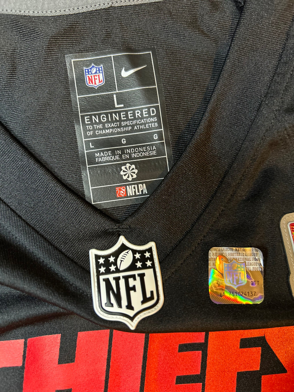 Nike Travis Kelce Kansas City Chiefs Super Bowl LIX Patch Black Jersey Size Large