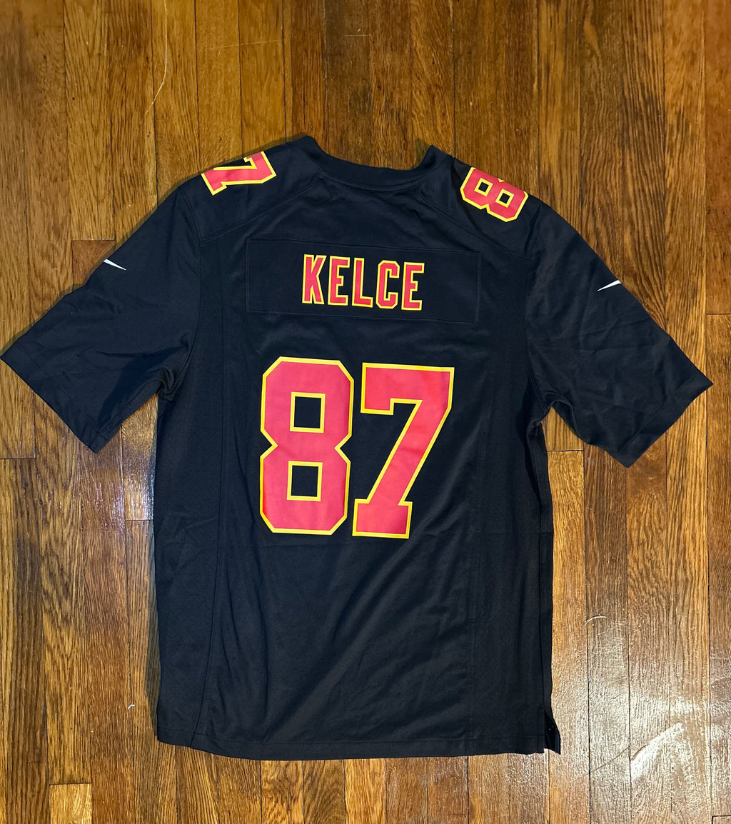 Nike Travis Kelce Kansas City Chiefs Super Bowl LIX Patch Black Jersey Size Large
