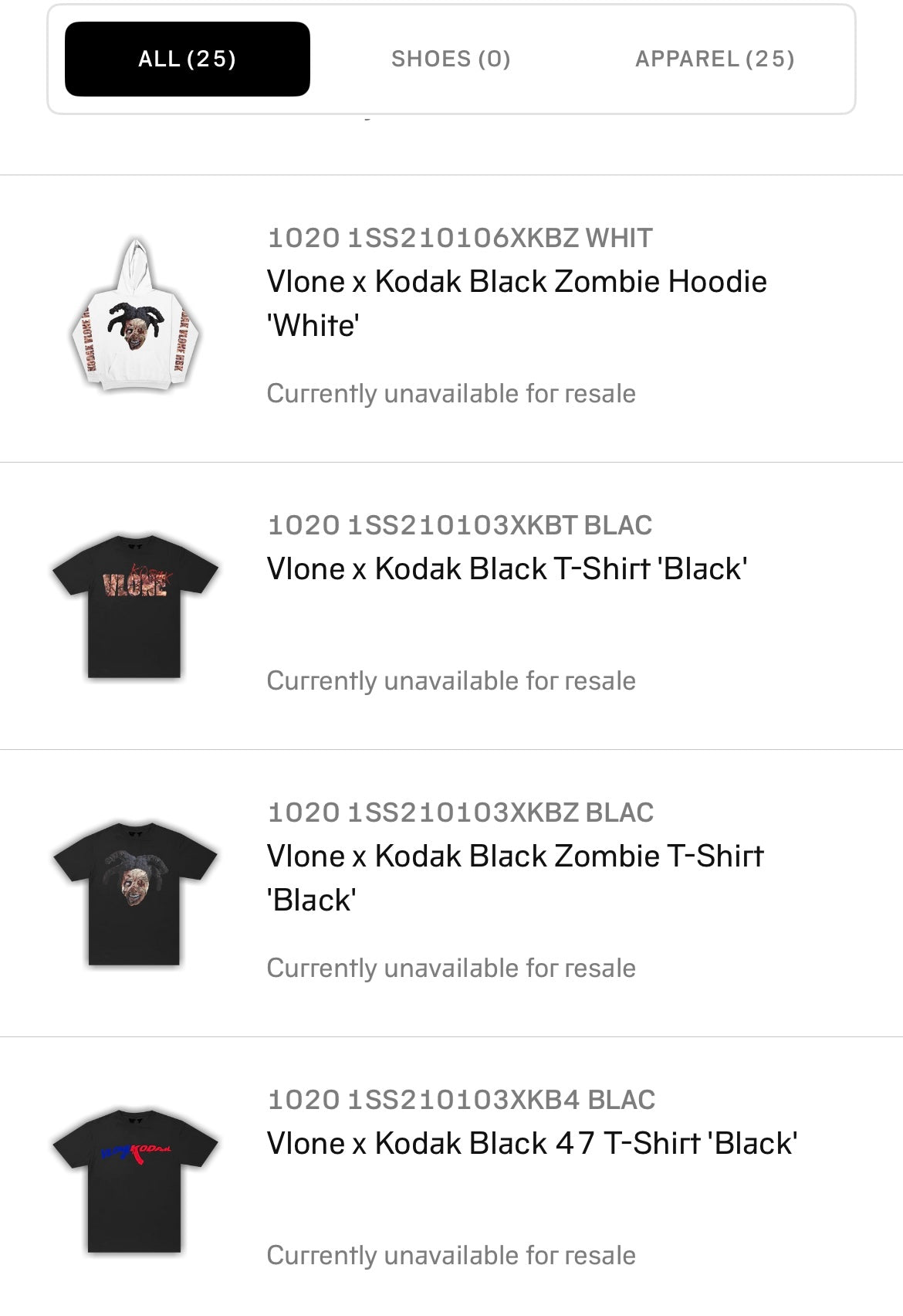Vlone x Kodak Black Zombie T-Shirt Black XL 1SS210103XKBZ SS21 Brand New DS