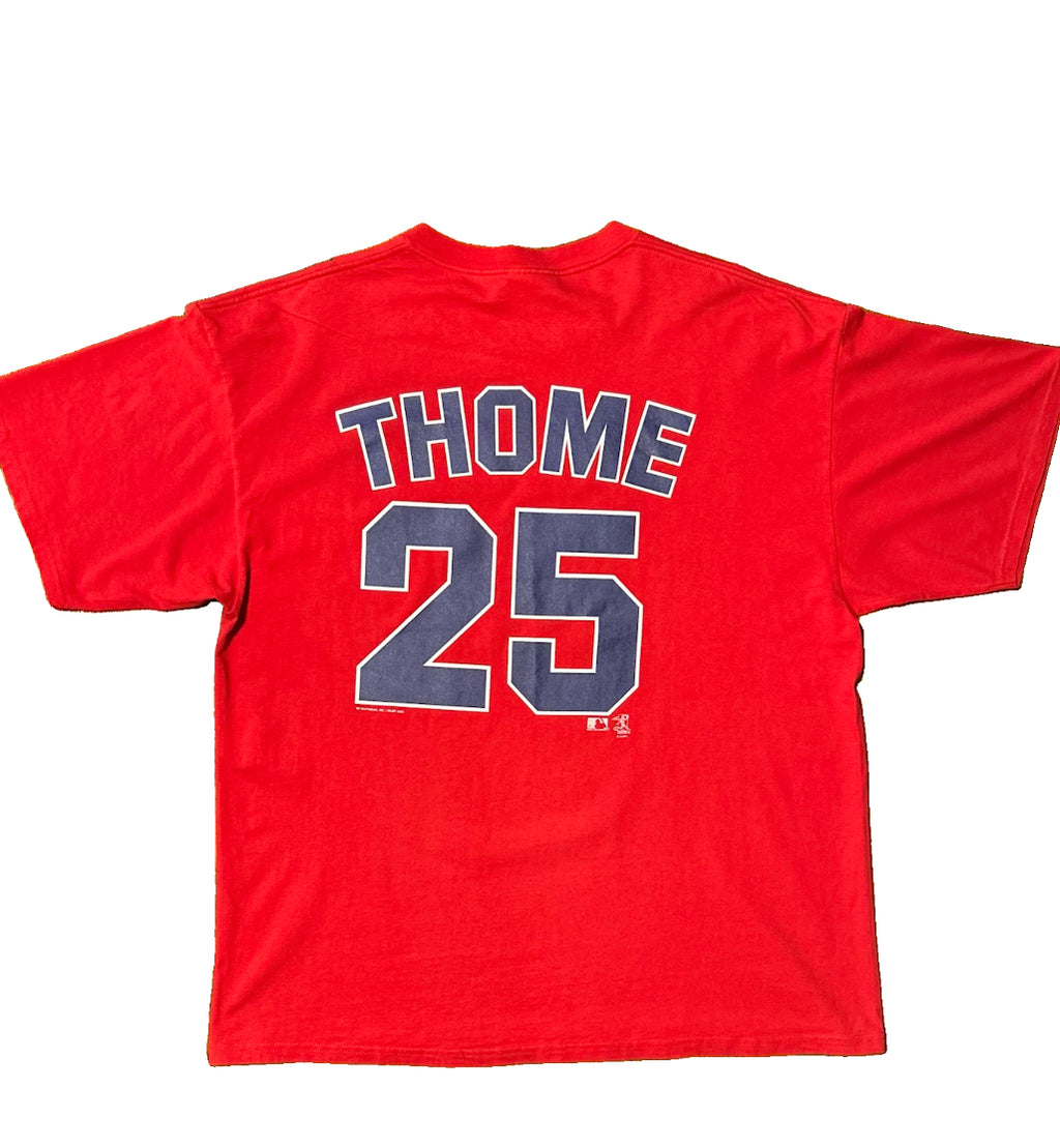Vintage 2000 Jim Thome 25 Cleveland Indians Shirt XXL Lee Sport Red Y2K MLB