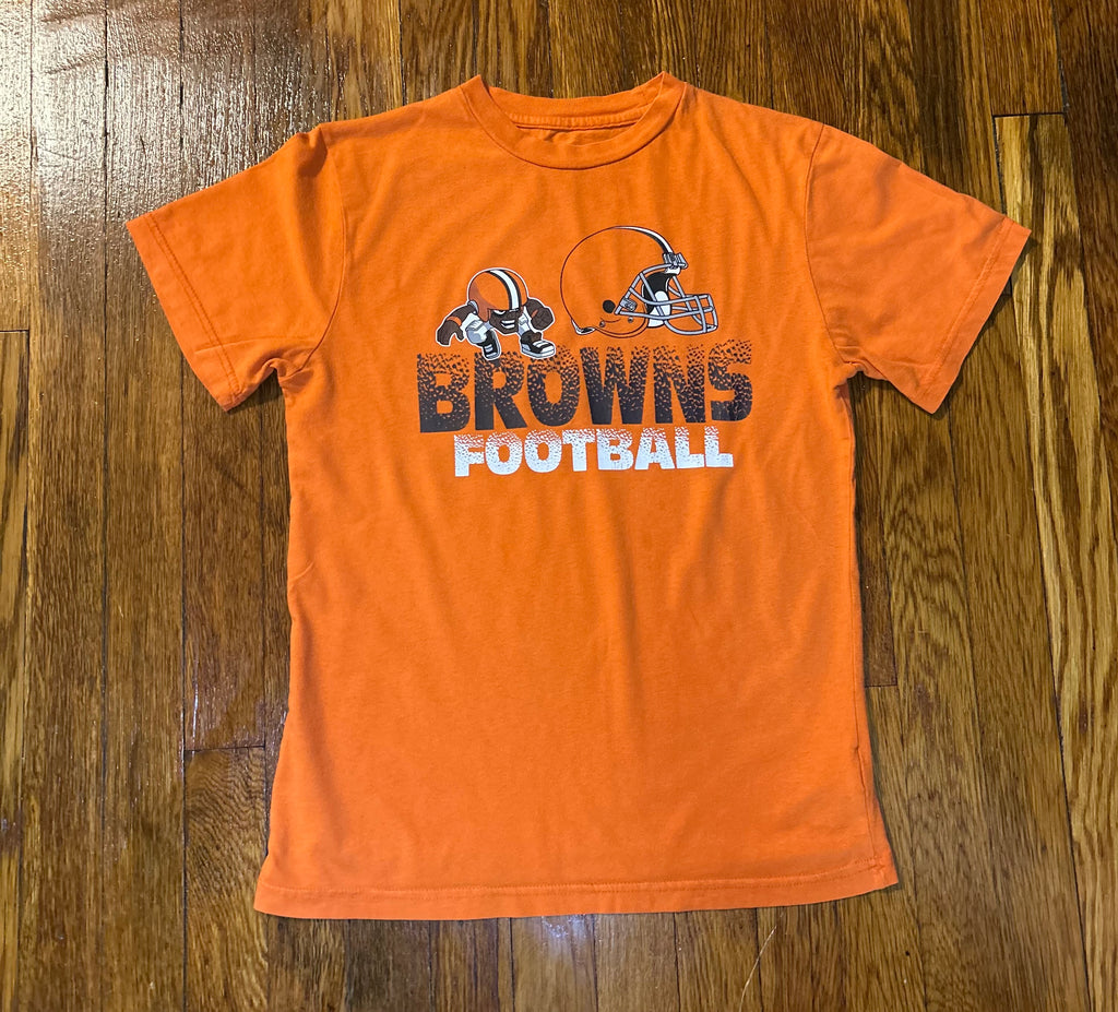 Cleveland Browns Shirt Youth Large 10/12 Orange NFL Team Apparel Browns Football Helmet