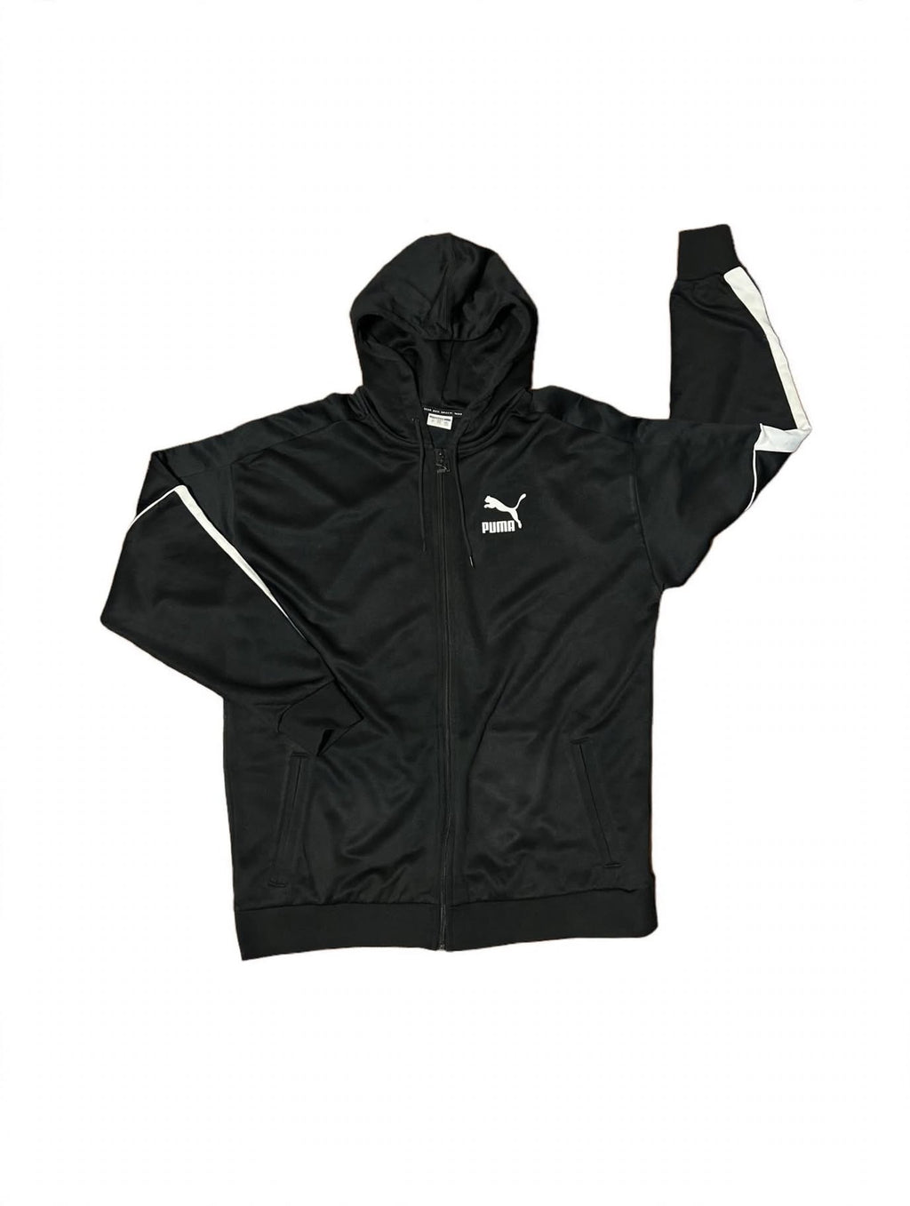 Puma Iconic MCS Tracksuit Mens Set Top XL Pants L Black White Hooded 595300 576376