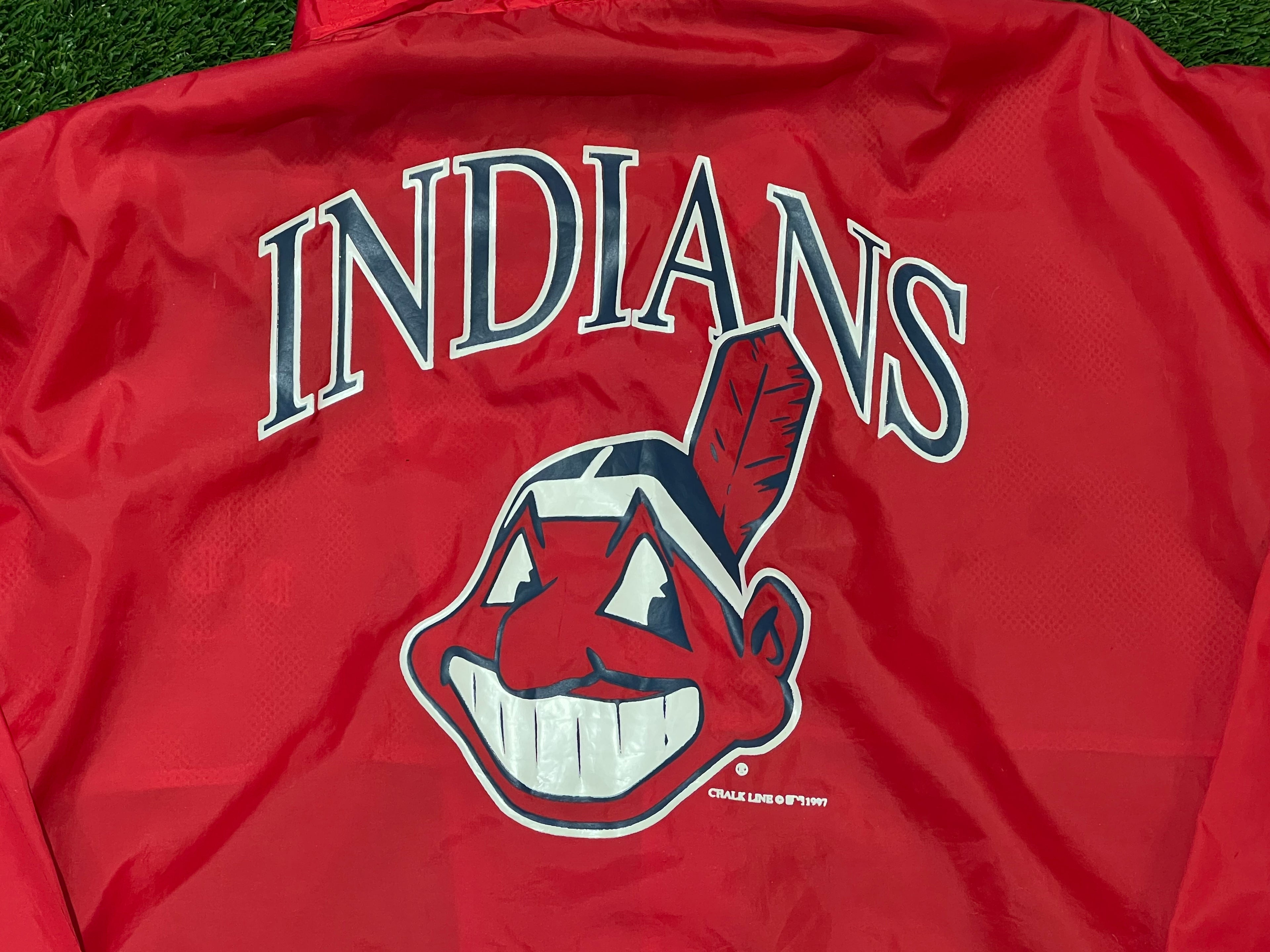 1997 Chalkline Cleveland Indians Full Zip Windbreaker with Hood Size 2XL