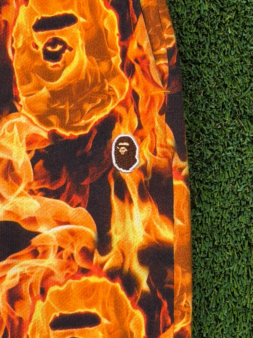 A Bathing Ape Bape Flame Wide Shorts Size XL