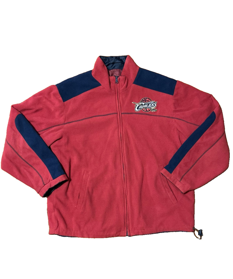 Cleveland Cavaliers Jacket Size Medium Reversible Fleece Windbreaker NBA Wine Navy Vintage