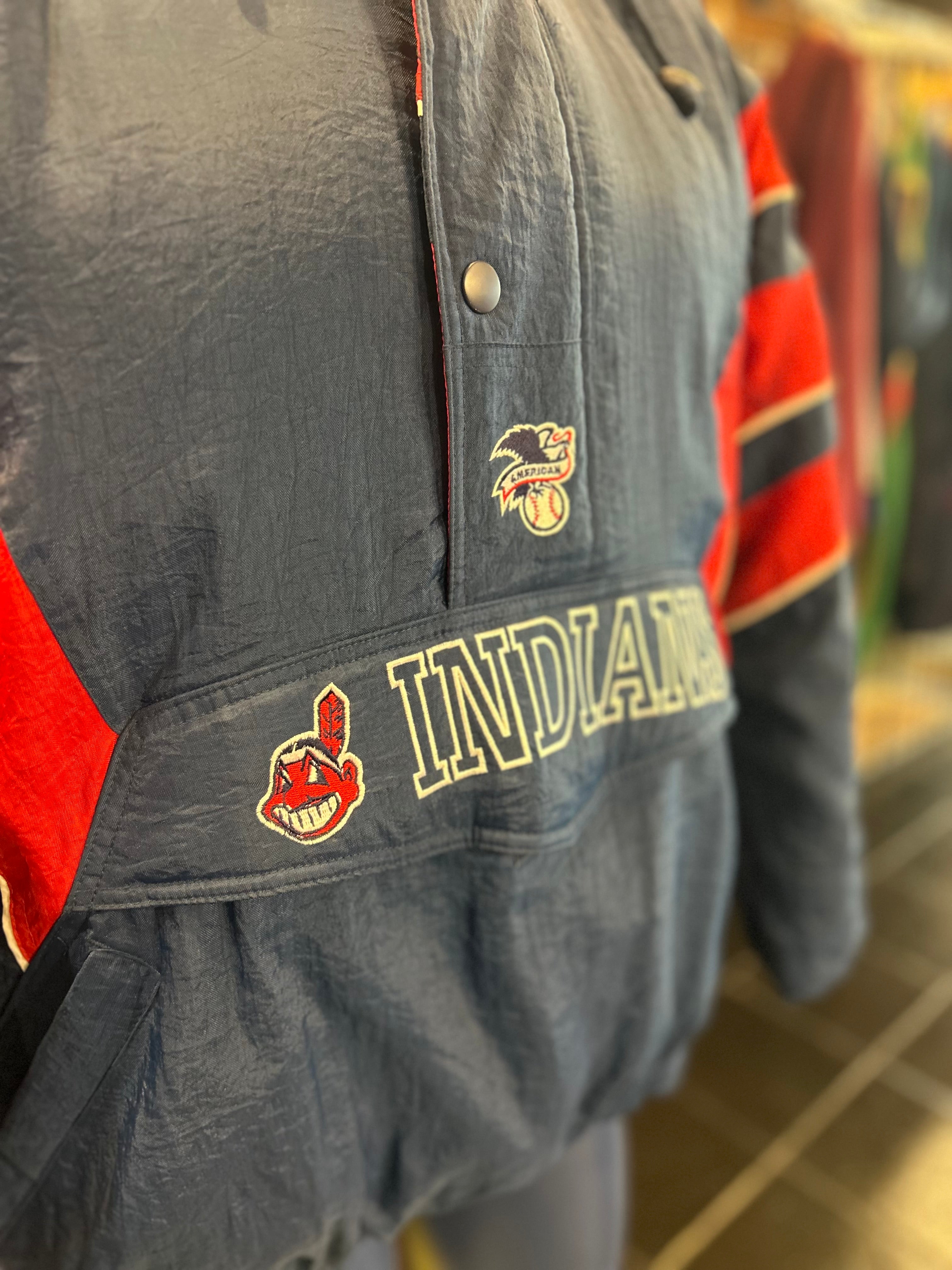 Vintage Starter Cleveland Indians MLB Pullover Coat Size XL