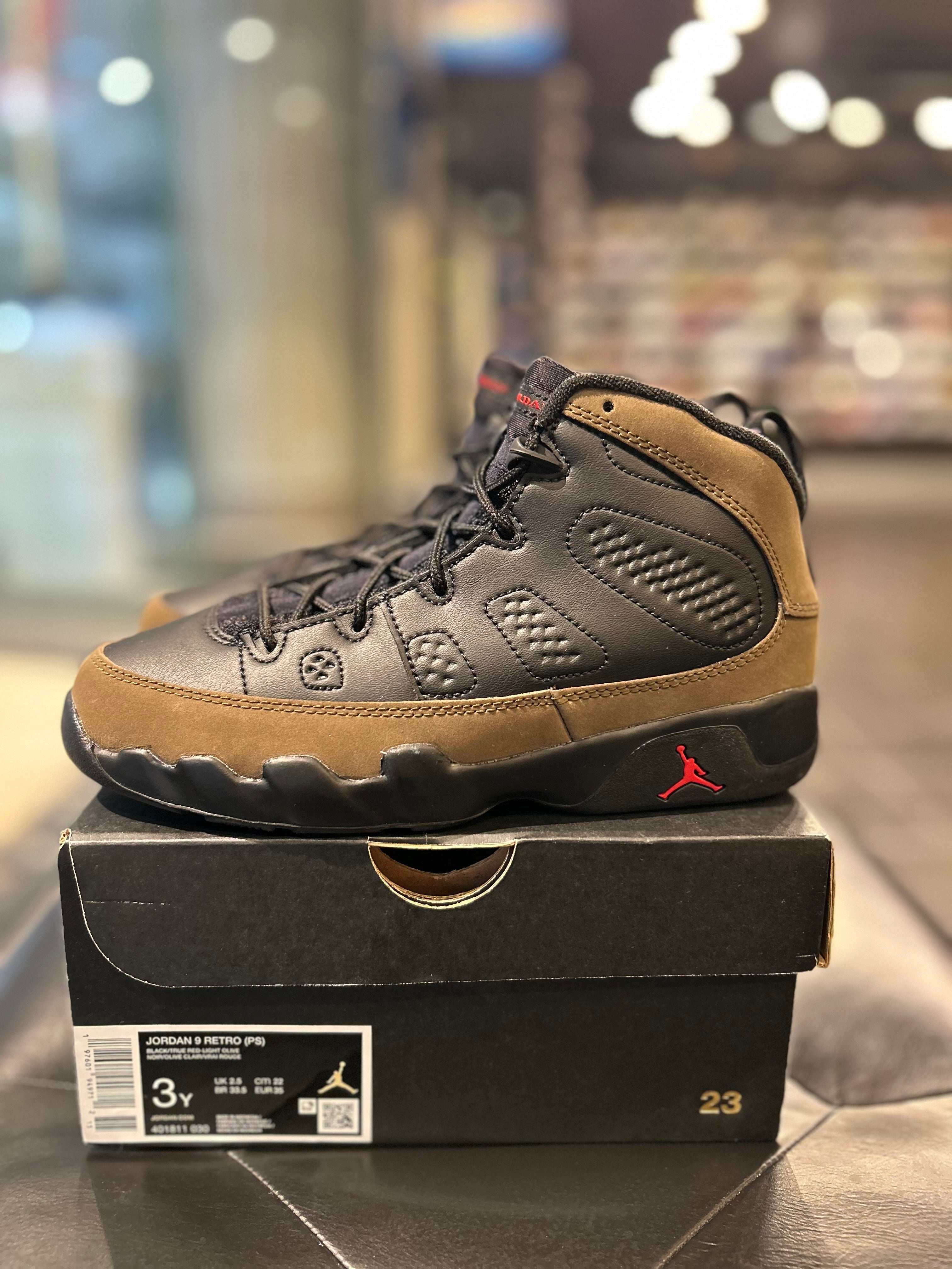 Air Jordan 9 Retro Olive Size 3y Gradeschool Shoes