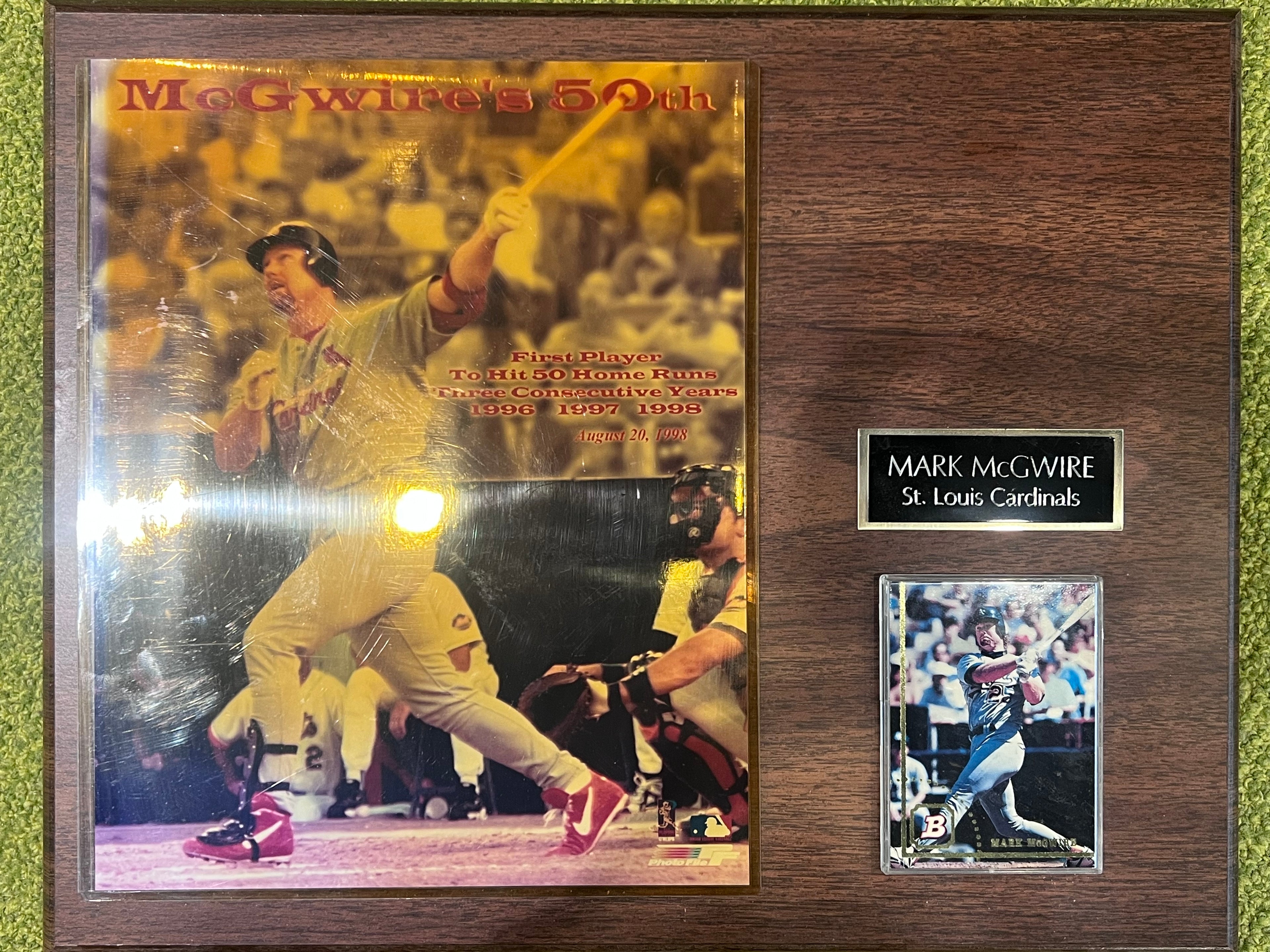 1998 Mark McGuire 50 Homeruns Photo and Card Plaque