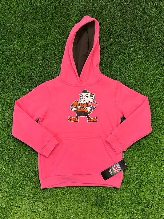 Kids NFL Team Cleveland Browns Pink Hoodie Size L