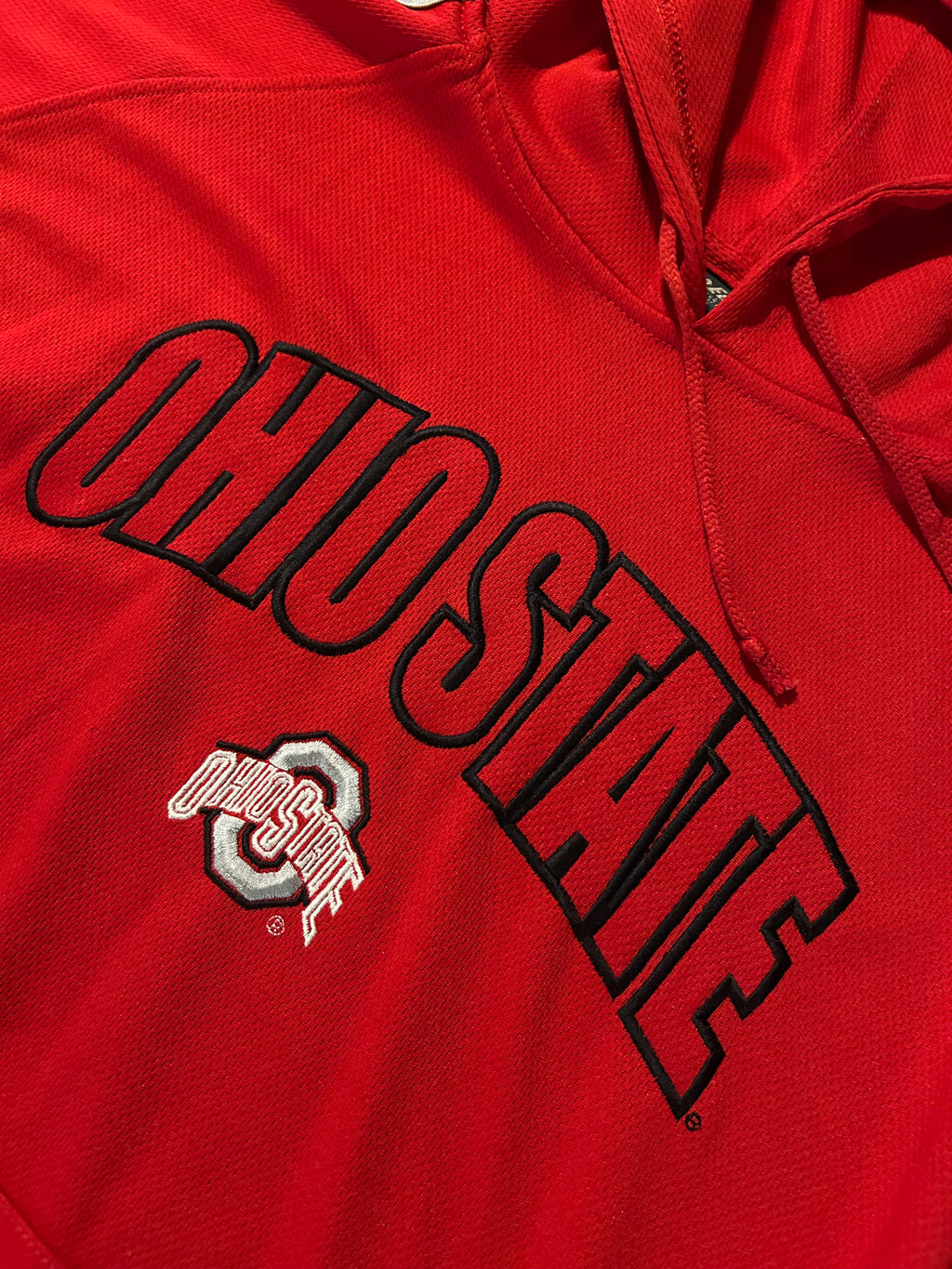 Ohio State Buckeyes Hoodie Mens XL Pro Edge Y2K Embroidered Red Gray Stripe OSU