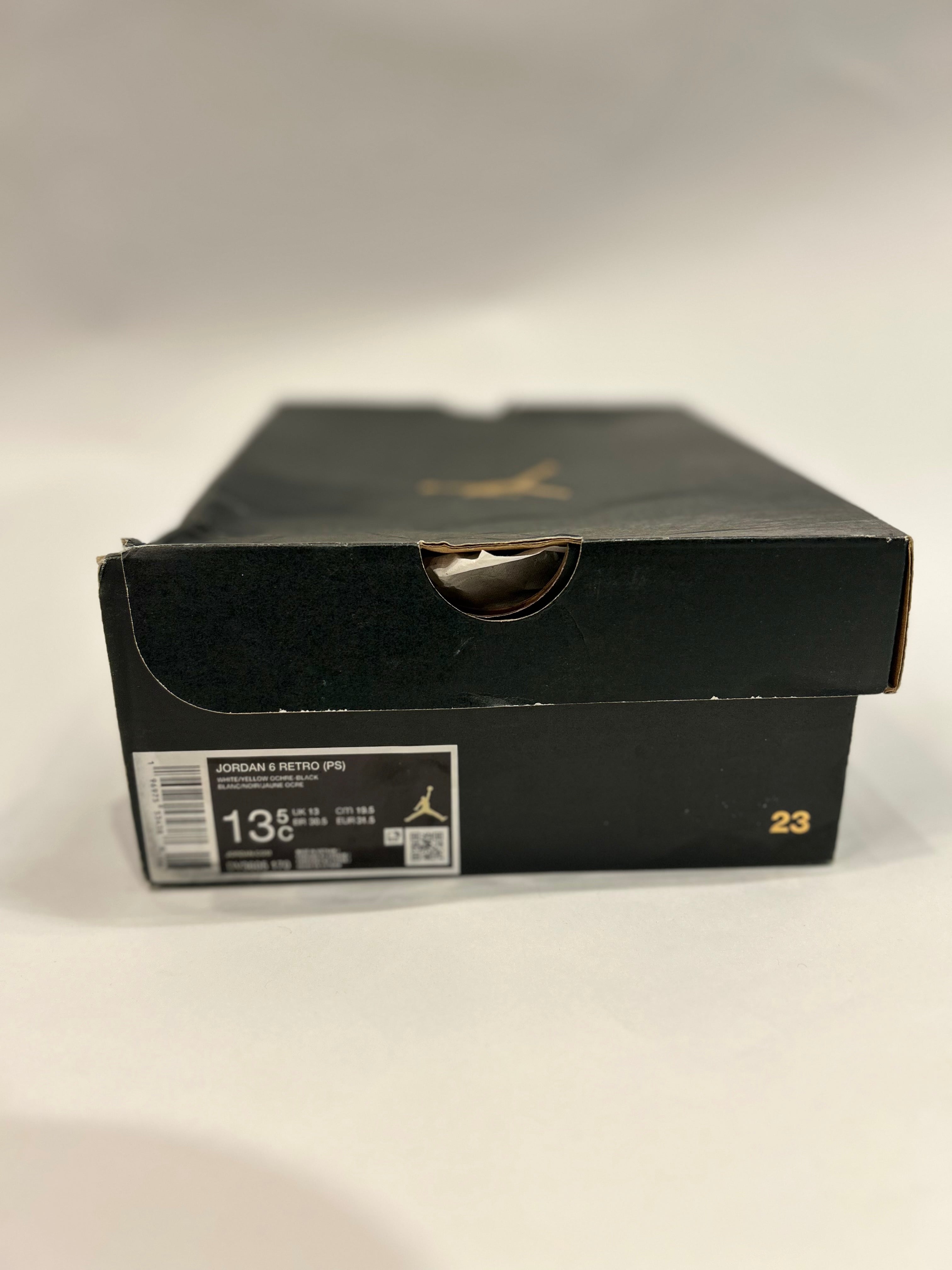 Air Jordan 6 Yellow Ochre Size 13.5c Toddler Shoes