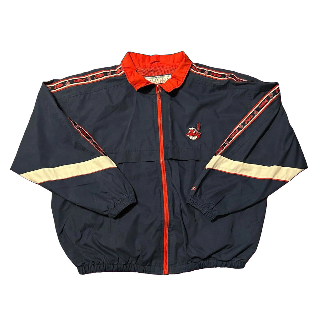 Pro Player Cleveland Indians Jacket Mens XL Navy Windbreaker Chief Wahoo 90s MLB