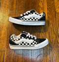 Vans Knu Skool Checkerboard Shoes Youth 3.5 Black White Old Skool Kids Sneakers
