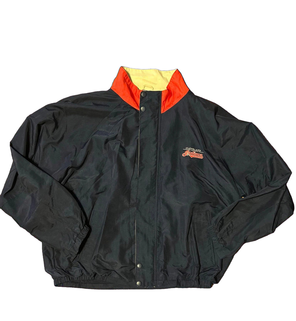 Cleveland Indians Windbreaker Jacket Mens XXL C529A Navy Red Wahoo Vintage