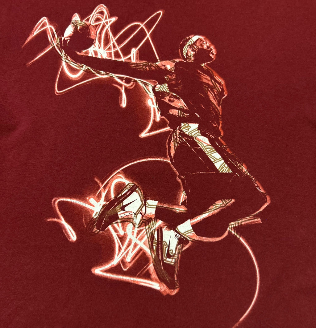 Vintage Nike LeBron James Shirt L Team Red Dunking Graphic Neon Trails Swoosh