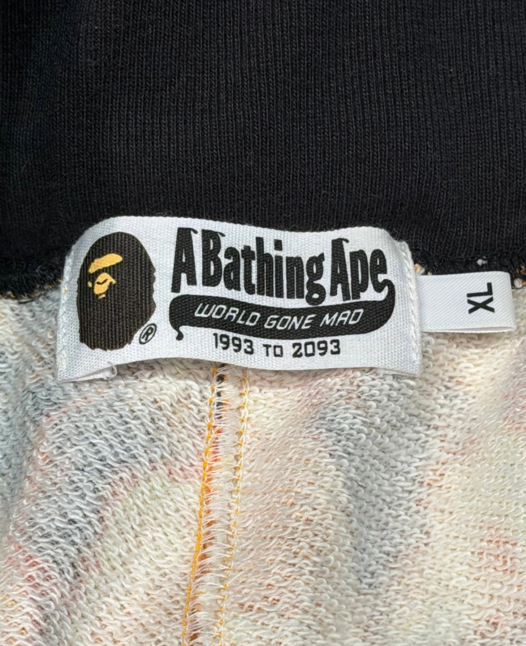 A Bathing Ape Bape Flame Sweat Shorts XL Ape Head All Over Print Orange Black