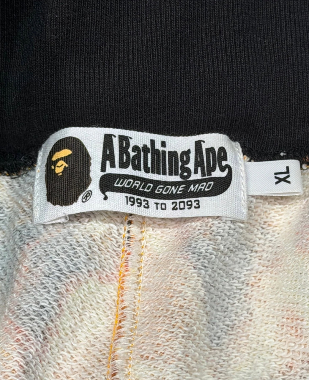 A Bathing Ape Bape Flame Sweat Shorts XL Ape Head All Over Print Orange Black