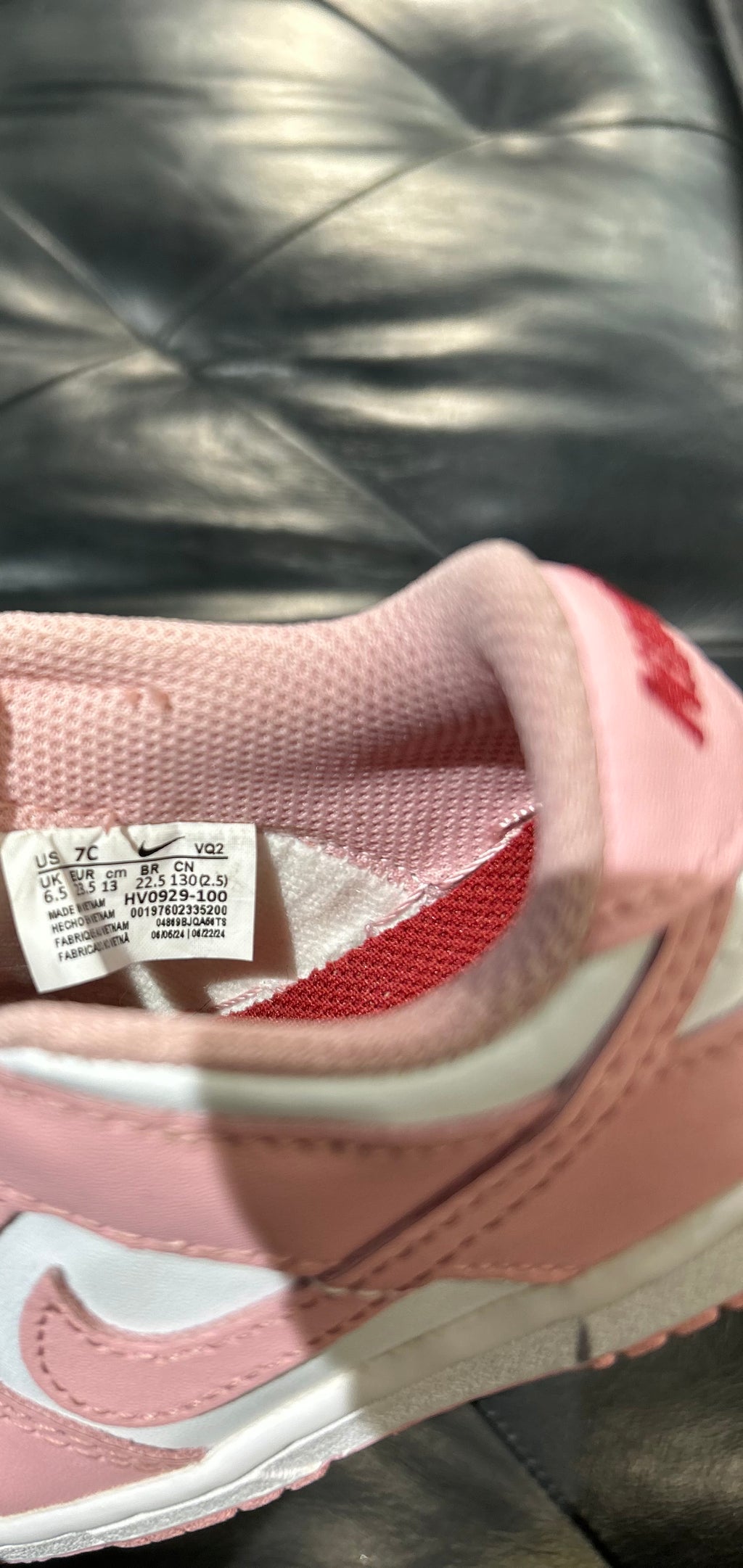 Baby Girls Nike Dunk Low size 7c Toddler shoes