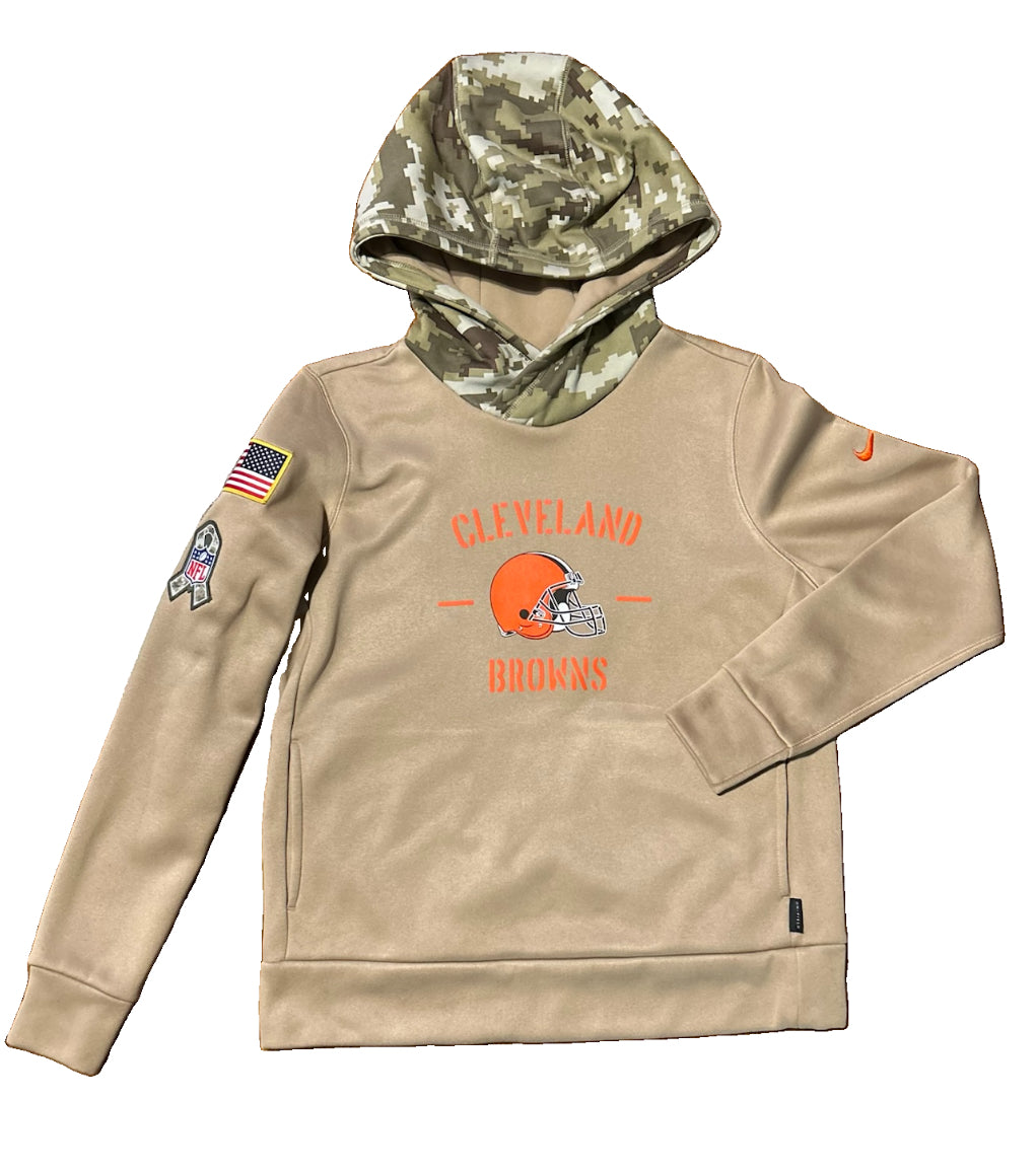 Nike Womens Cleveland Browns Therma Hoodie M AT7917-297 Beige Tan NWOT Orange Swoosh Womens Medium New Without Tags