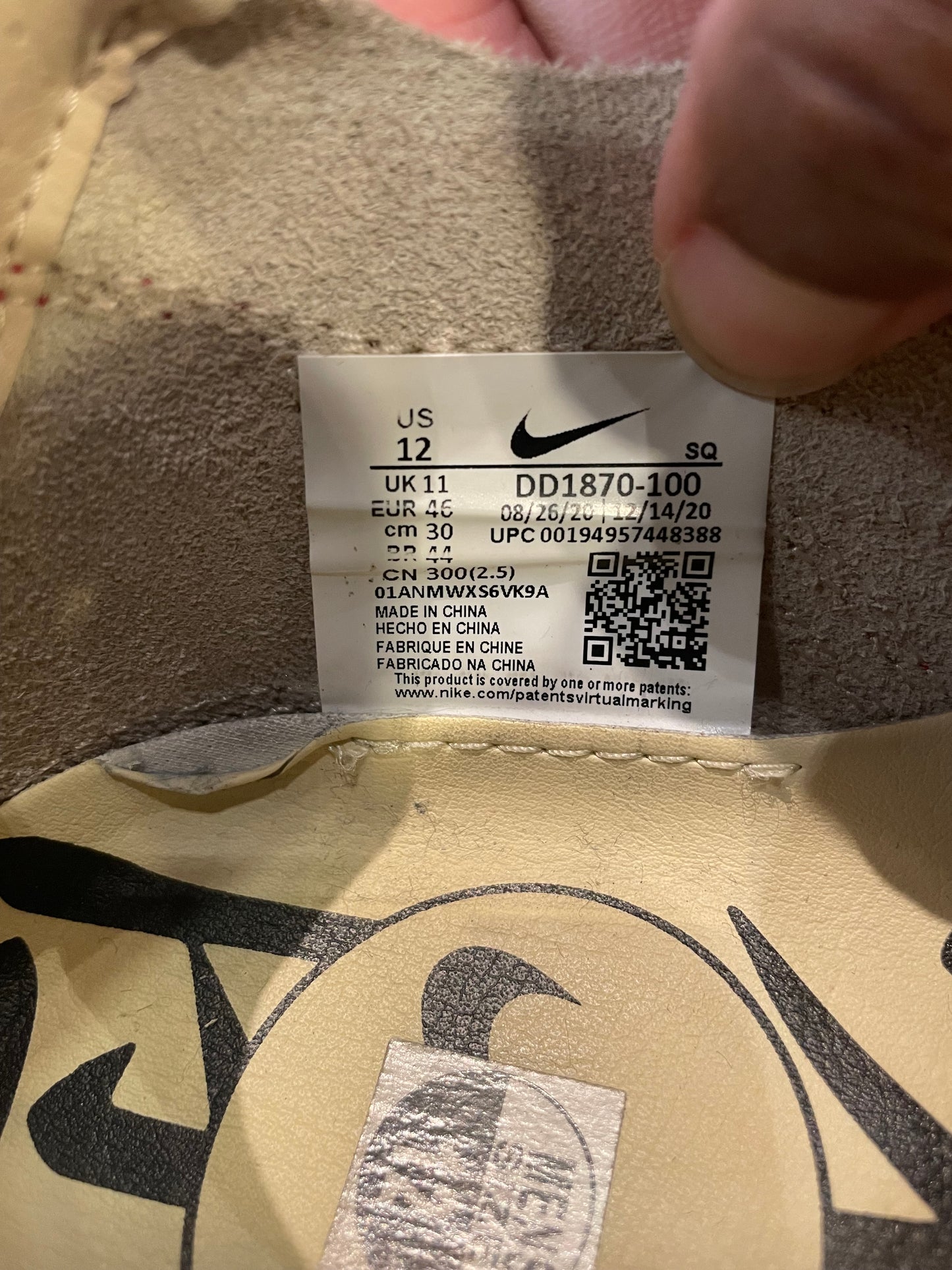 Men’s Nike Air Max 1 Clot Size 12