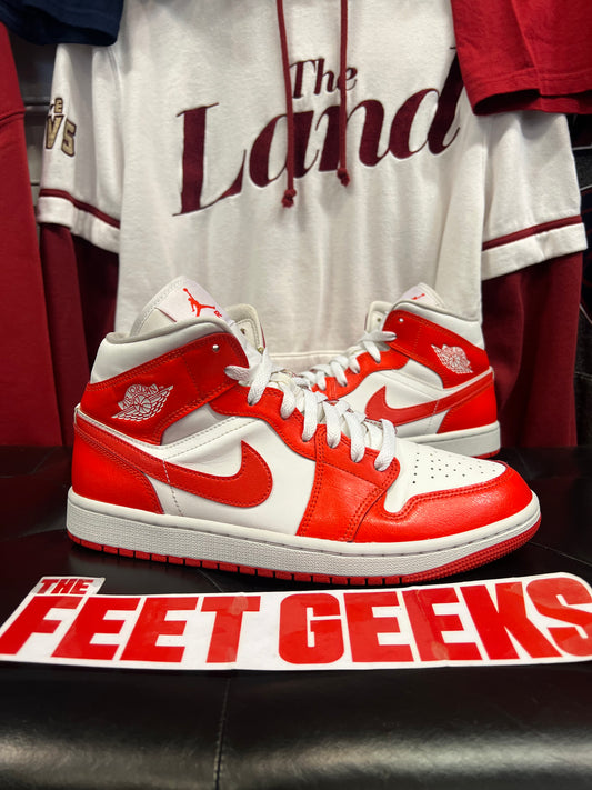 Men’s Air Jordan 1 Mid White Orange Size 8.5