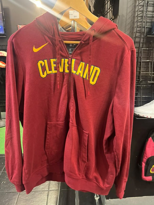 Cavs Nike Full Zip Hoodie Wine Gold