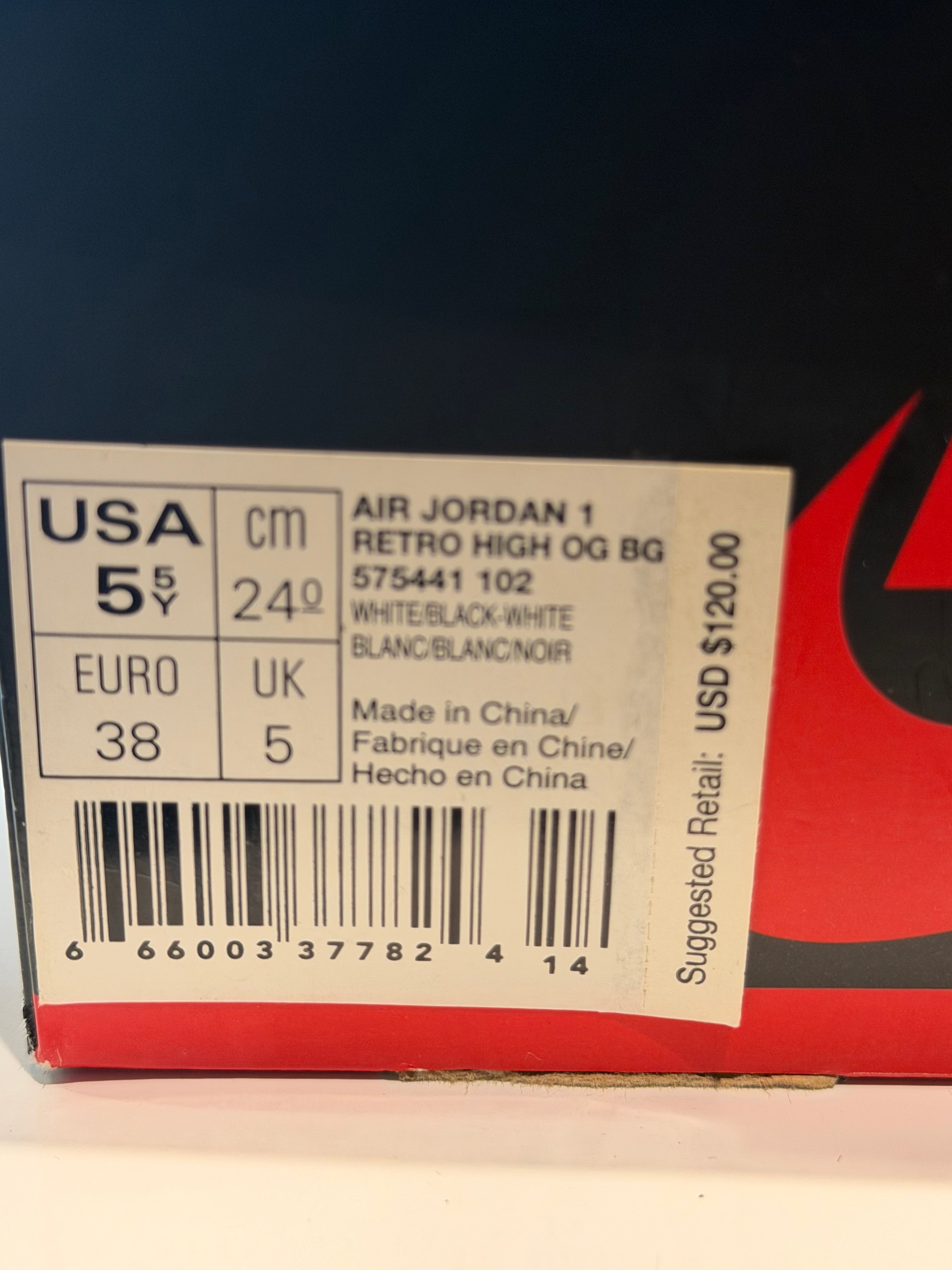 Air Jordan 1 High Ying Yang Size 5.5y Gradeschool Shoes