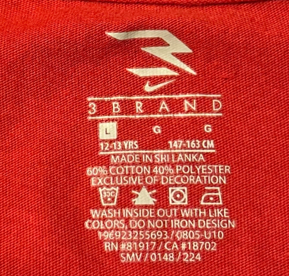 Nike 3 Brand T-Shirt Youth L 12-13Y Red Graphic Swoosh Russell Wilson