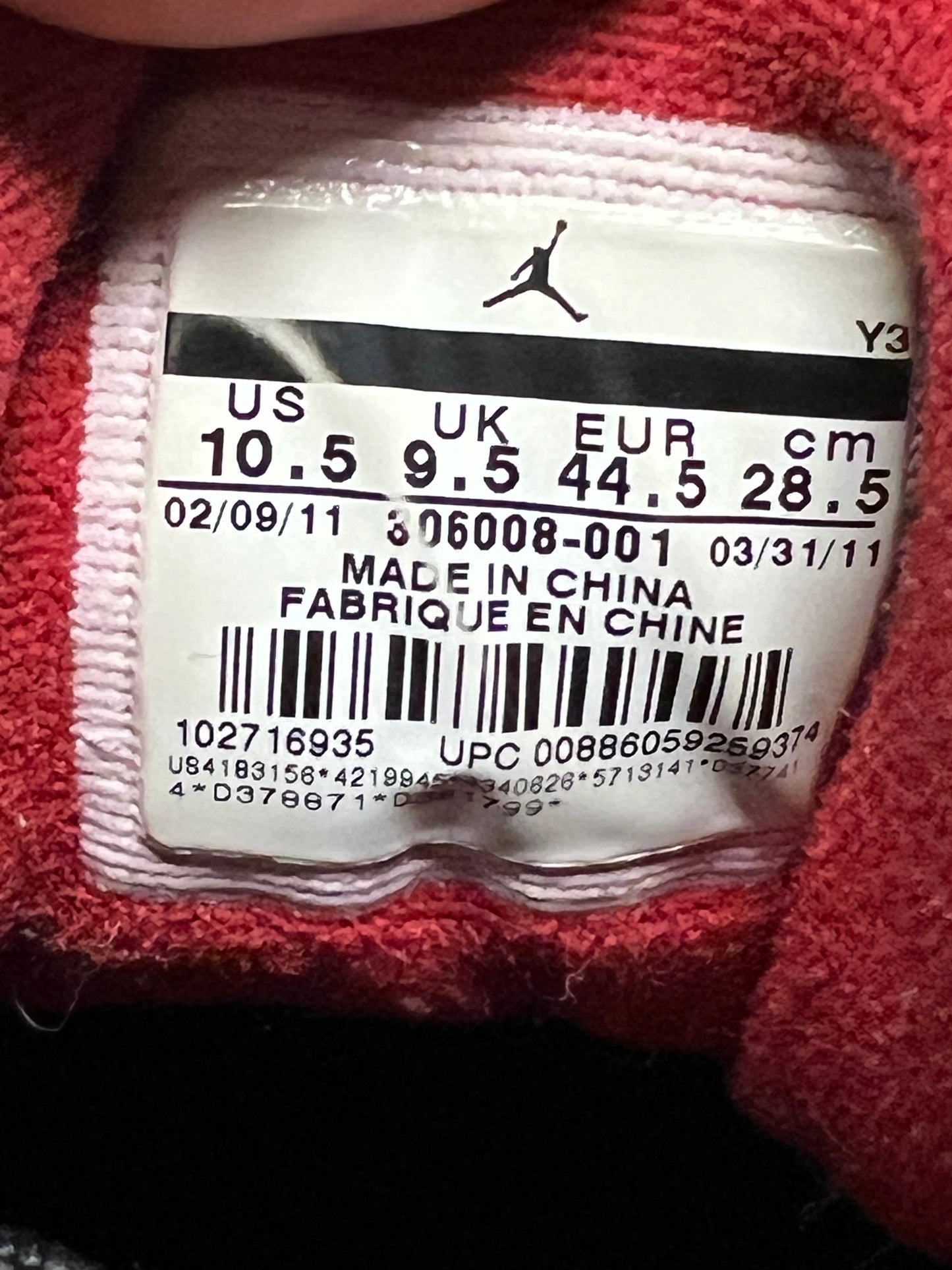 Men’s Air Jordan 11 IE Bred Size 10.5