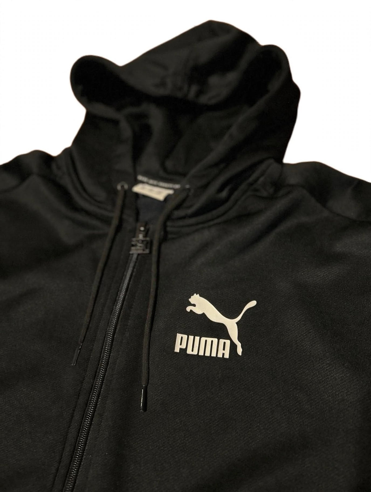 Puma Iconic MCS Tracksuit Mens Set Top XL Pants L Black White Hooded 595300 576376