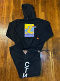 Heron Preston Black Heron Graphic Hoodie and Cyrillic СТИЛЬ Logo Sweatpants Set Size XL HMCH024 Orange Tab Authentic