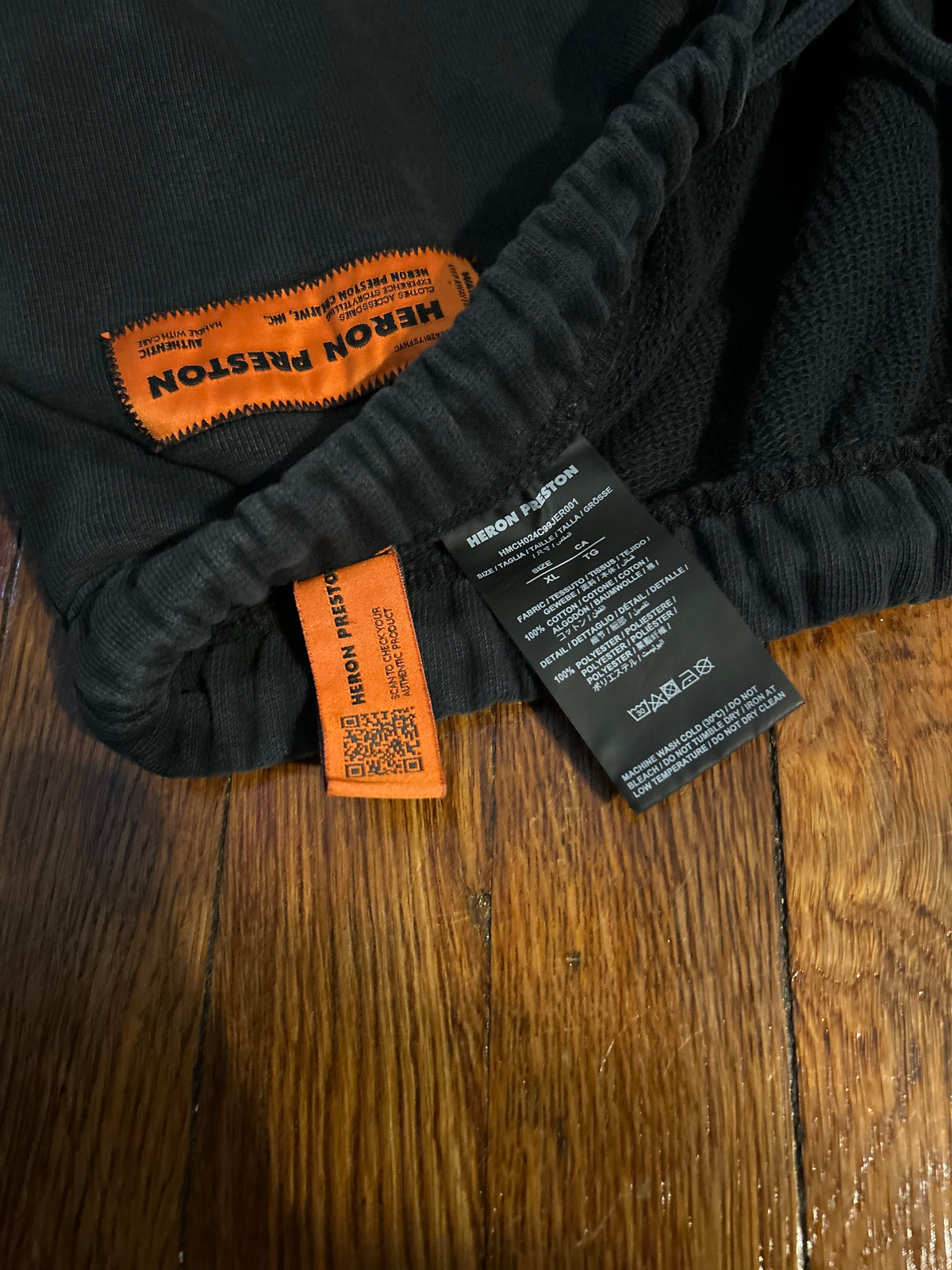 Heron Preston Black Heron Graphic Hoodie and Cyrillic СТИЛЬ Logo Sweatpants Set Size XL HMCH024 Orange Tab Authentic