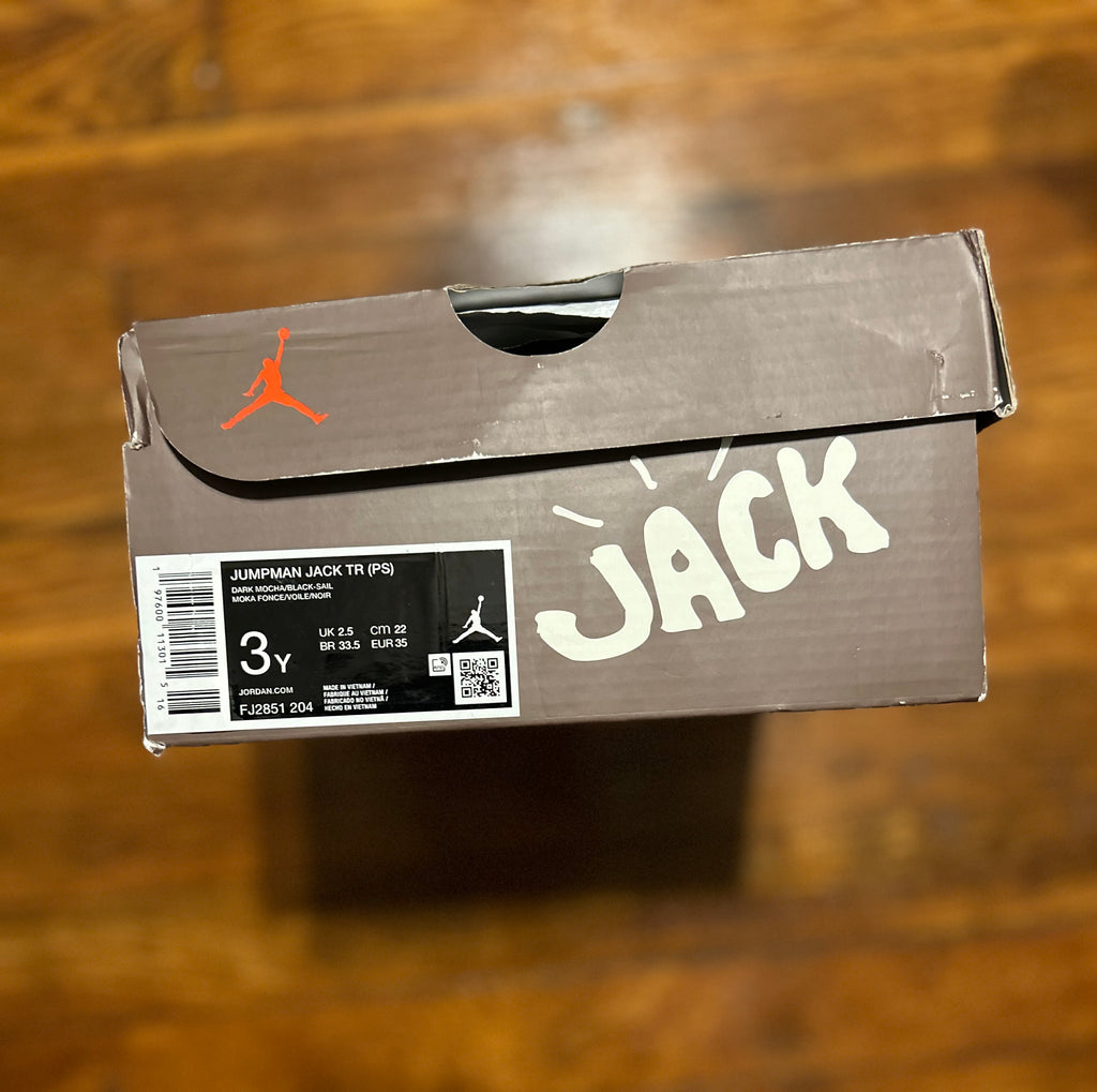 Nike Travis Scott x Jordan Jumpman Jack TR PS Dark Mocha Black Sail Size 3Y FJ2851