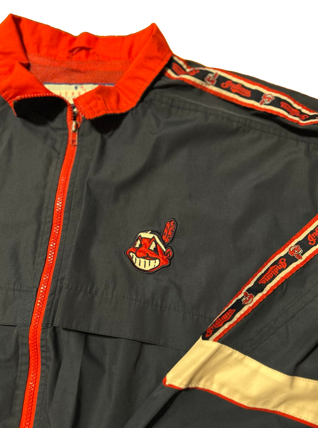 Pro Player Cleveland Indians Jacket Mens XL Navy Windbreaker Chief Wahoo 90s MLB