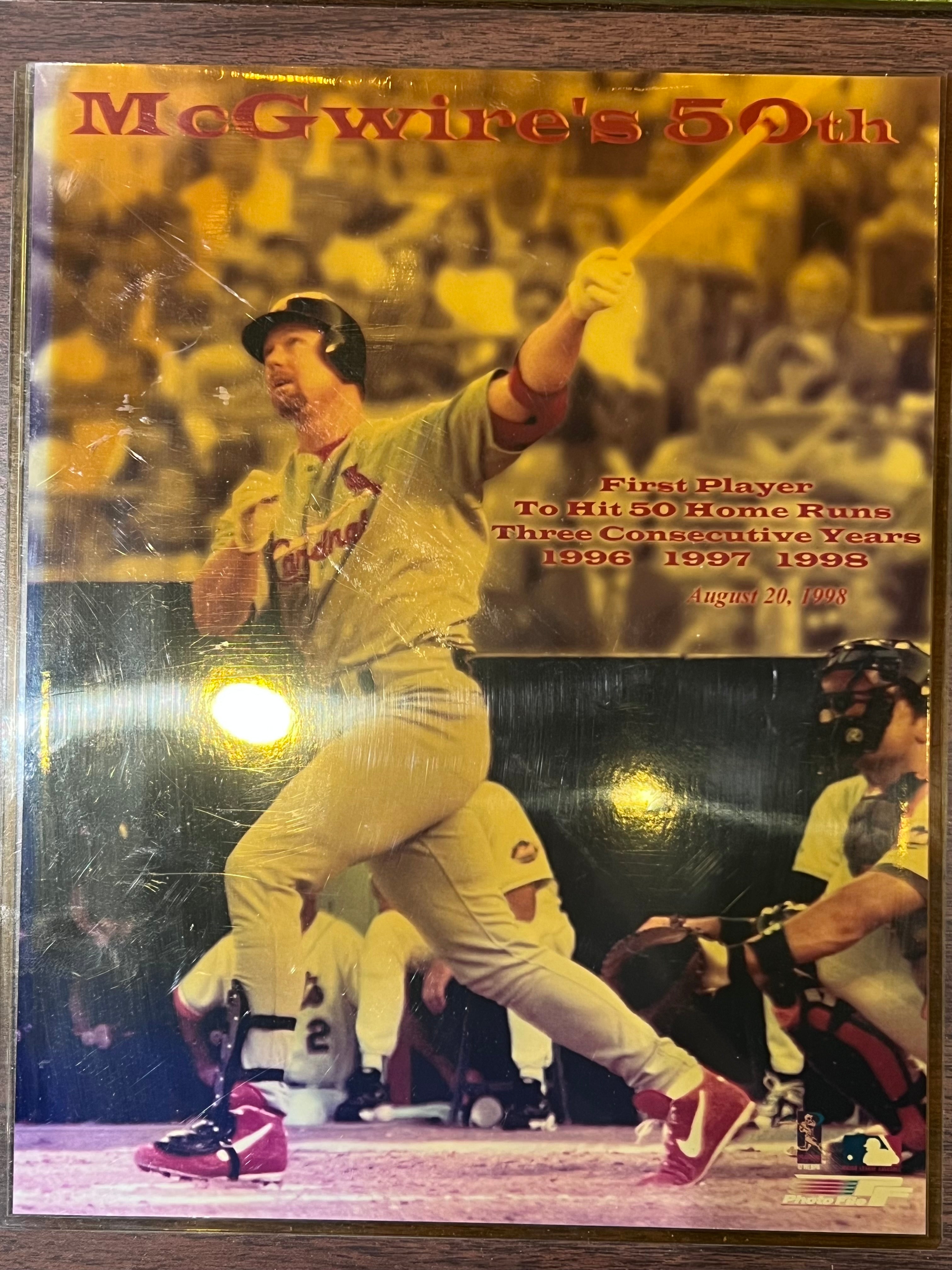 1998 Mark McGuire 50 Homeruns Photo and Card Plaque