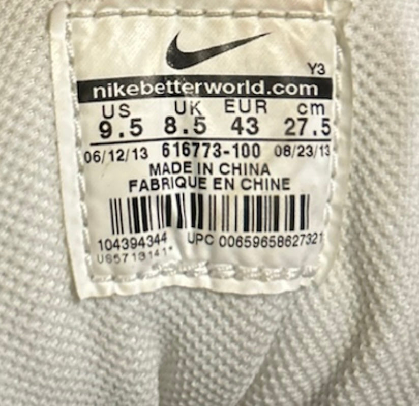 Nike Zoom Flight The Glove White Black Gary Payton 616773-100 Size 9.5 Great Used No Box