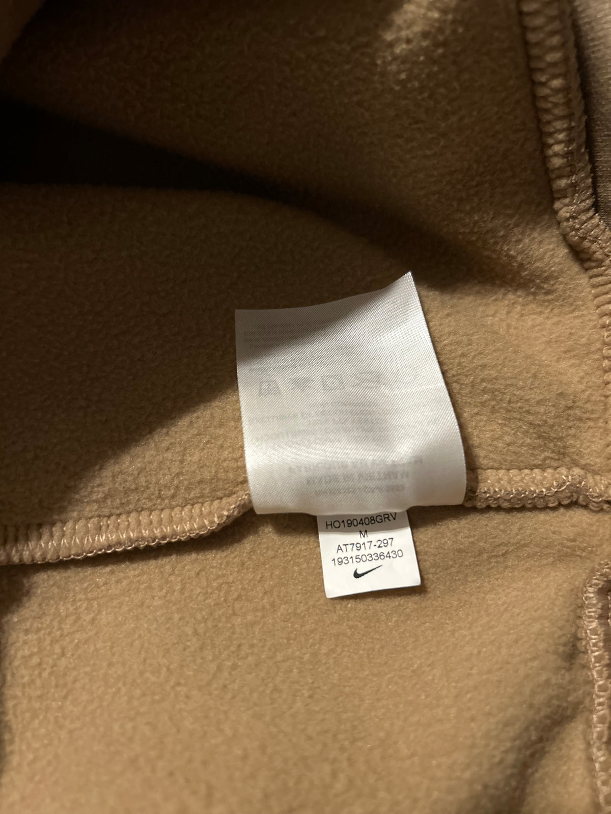 Nike Womens Cleveland Browns Therma Hoodie M AT7917-297 Beige Tan NWOT Orange Swoosh Womens Medium New Without Tags