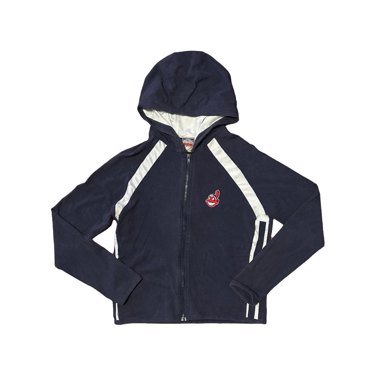 Cleveland Indians Hoodie Womens M Chief Wahoo Navy White Zip Concepts
