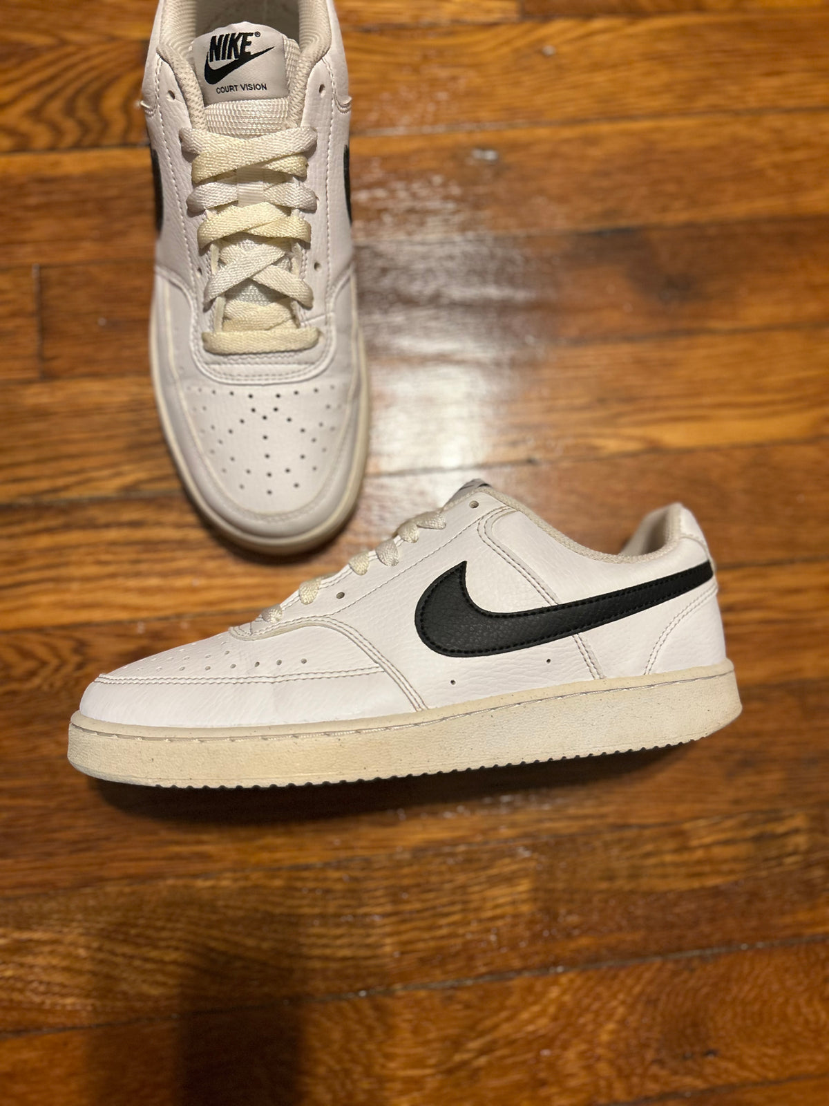 Nike Court Vision Low Next Nature White Black Womens 8.5 Mens 7 DH3158-101