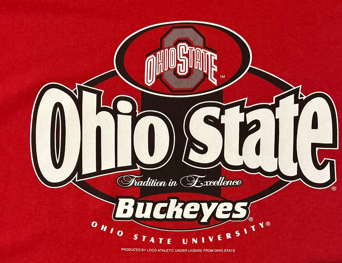 Ohio State Buckeyes Shirt 2XL Vintage Logo 7 90s Tradition In Excellence Red OSU
