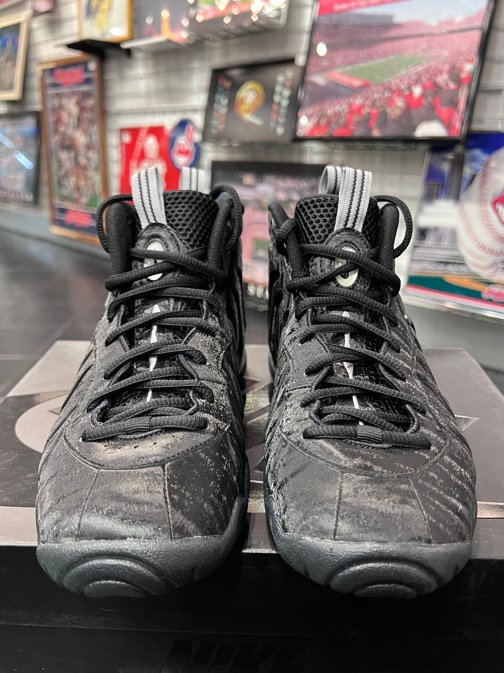 Gradeschool Nike Little Posite Foamposite Black Cat Size 7